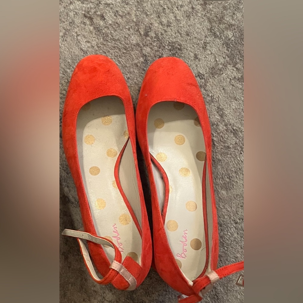 Boden Vibrant Red/Orange Suede Heels